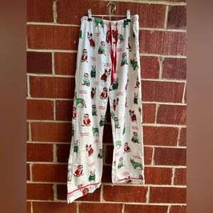PJ Salvage ‘Happy Howlidays’ Frenchie White Christmas Fleece Pajama Bottoms